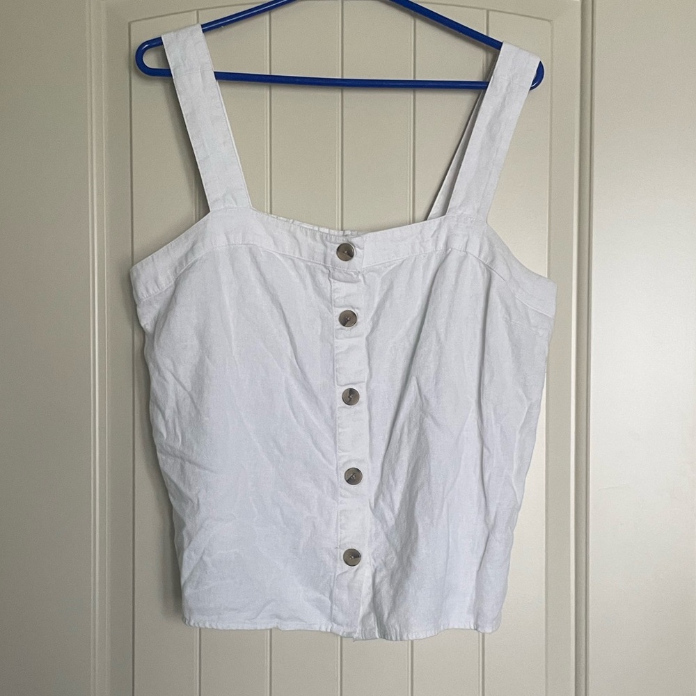 J. Crew White Button-Front Tank Top